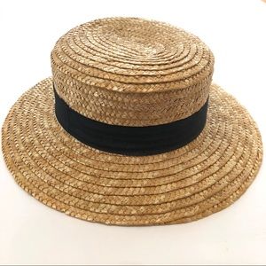 Straw hat with black band